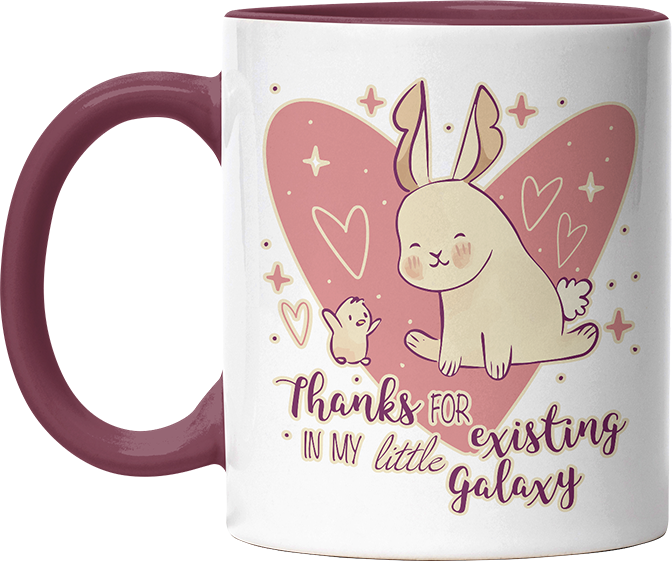 1WH Thanks for existing in my little Galaxy Hase Küken Witzige Bordeaux Tasse kaufen Geschenk