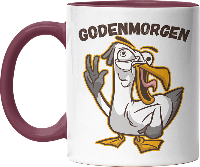 Godenmorgen Plattdeutsch Möwe Witzige Bordeaux Tasse kaufen Geschenk
