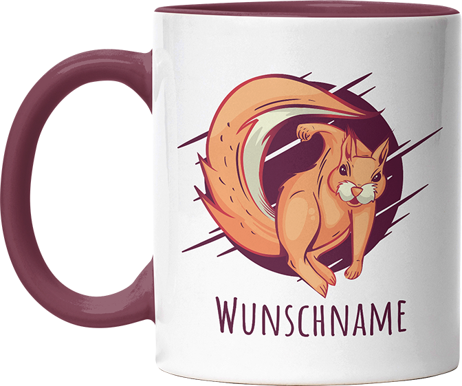 Eichhörnchen Personalisierbar Name 2 Witzige Bordeaux Tasse kaufen Geschenk