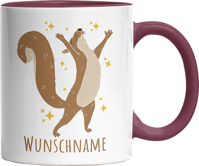 Eichhörnchen Personalisierbar Name 1 Witzige Bordeaux Tasse kaufen Geschenk