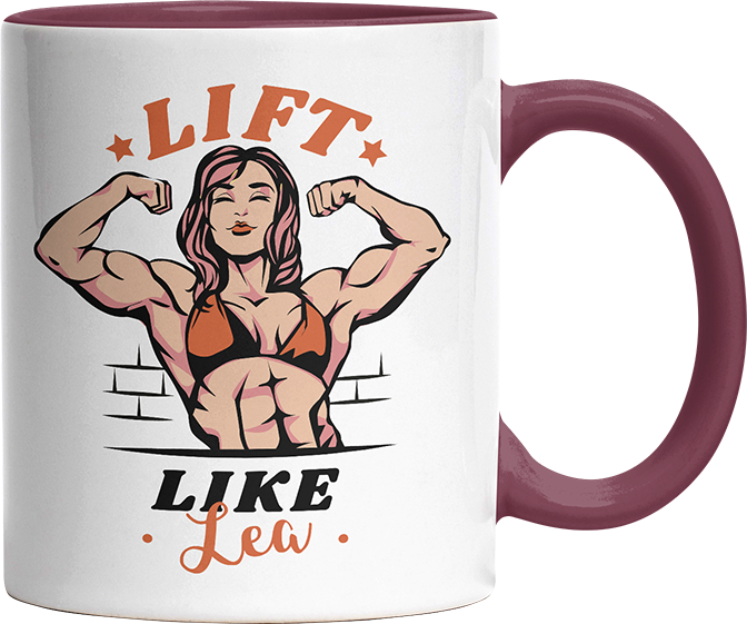 Lift Like Bodybuilderin Personalisierbar Name Witzige Bordeaux Tasse kaufen Geschenk