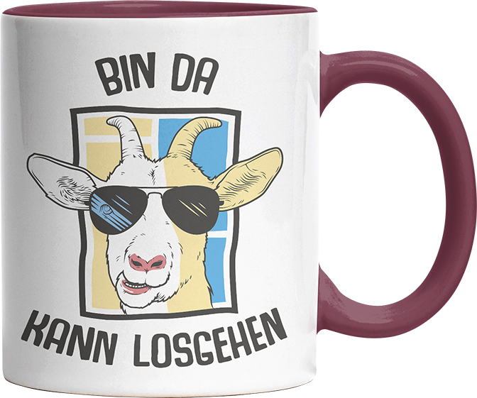 Bin da kann losgehen Ziege Witzige Bordeaux Tasse kaufen Geschenk