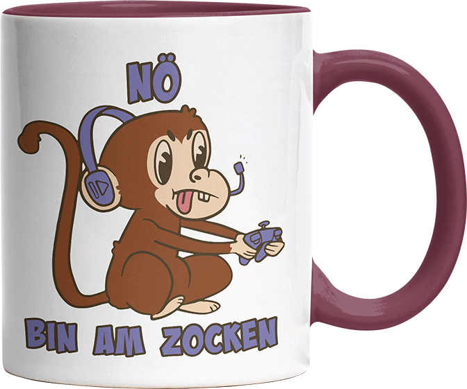 Affe Nö bin am zocken Witzige Bordeaux Tasse kaufen Geschenk