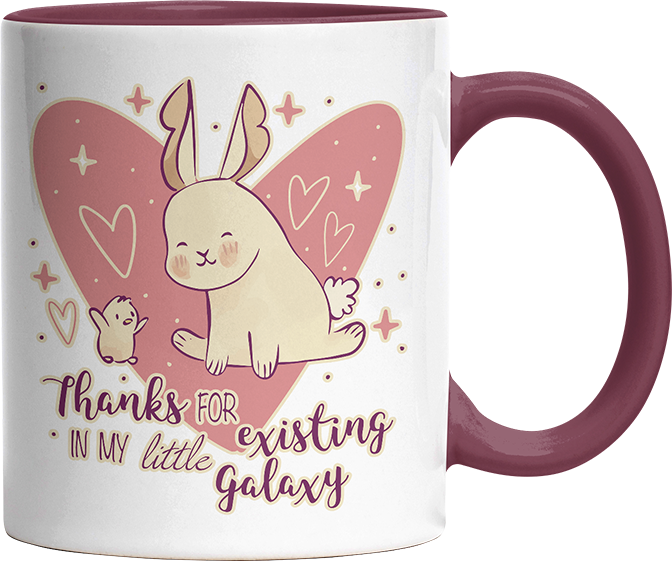 1WH Thanks for existing in my little Galaxy Hase Küken Witzige Bordeaux Tasse kaufen Geschenk