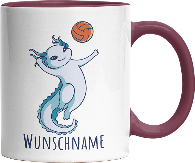 Axolotl Volleyball Kaffee Personalisierbar Name Witzige Bordeaux Tasse kaufen Geschenk