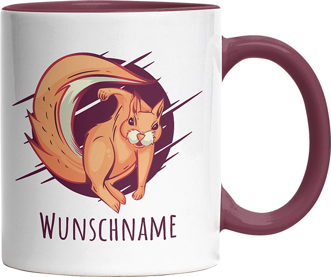 Eichhörnchen Personalisierbar Name 2 Witzige Bordeaux Tasse kaufen Geschenk