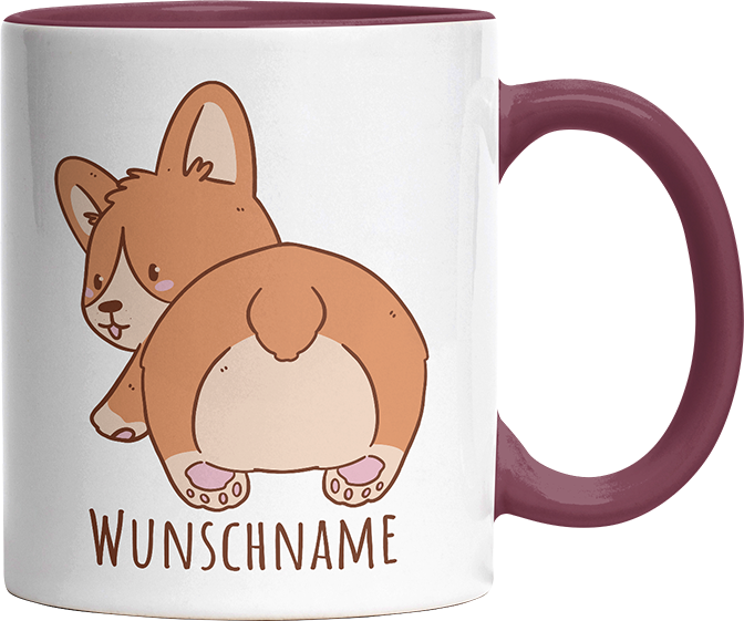 Corgi Popo Kaffee Personalisierbar Name Witzige Bordeaux Tasse kaufen Geschenk