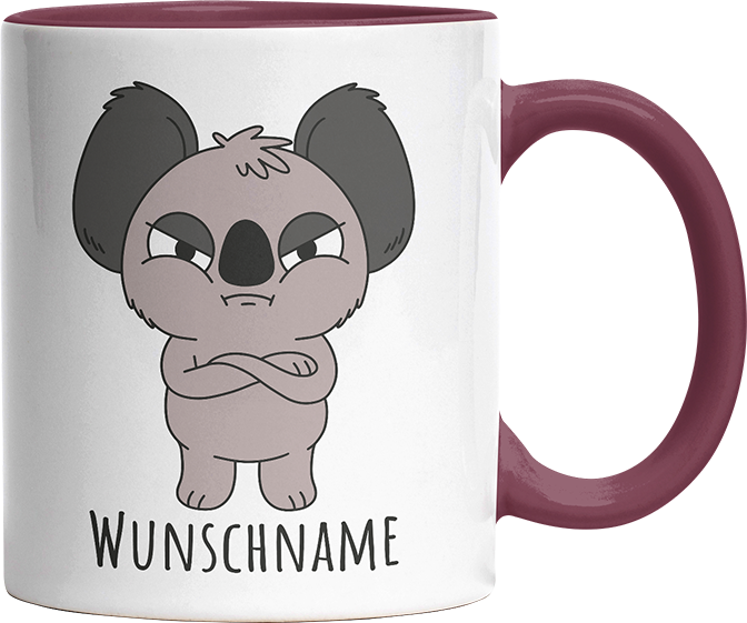 Genervter Koala Personalisierbar Name Witzige Bordeaux Tasse kaufen Geschenk