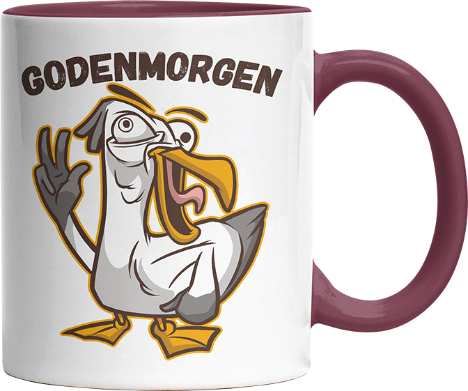 Godenmorgen Plattdeutsch Möwe Witzige Bordeaux Tasse kaufen Geschenk