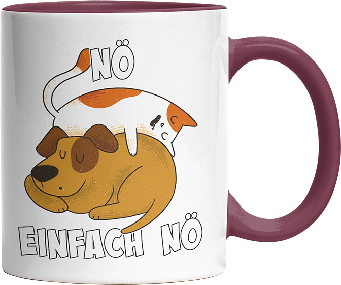 Nö Einfach Nö Hund Katze schlafen Witzige Bordeaux Tasse kaufen Geschenk