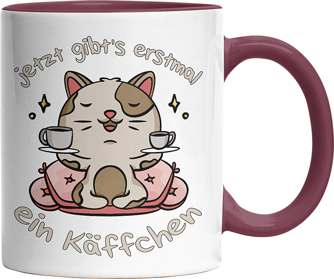 Jetzt gibts erstmal ein Käffchen Katze 3 Witzige Bordeaux Tasse kaufen Geschenk