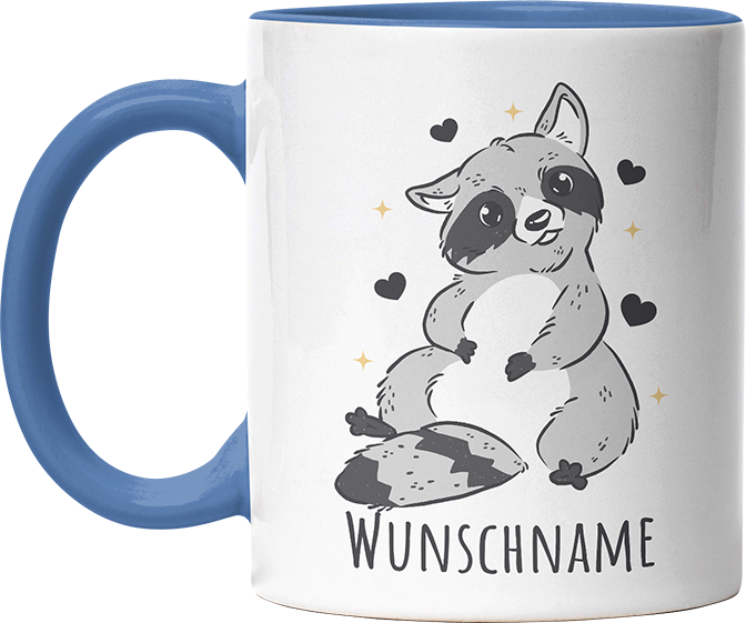 Waschbär Personalisierbar Name Witzige Cambridge Blue Tasse kaufen Geschenk