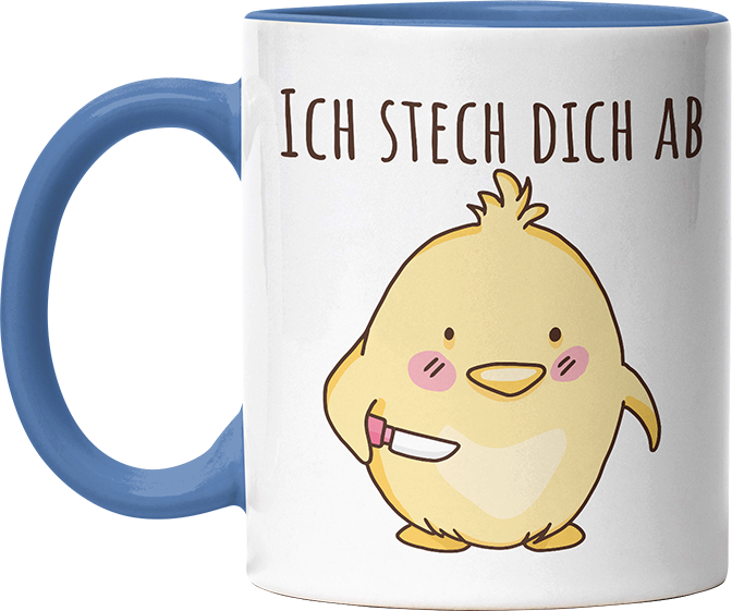 Ich stech dich ab Hühnchen Witzige Cambridge Blue Tasse kaufen Geschenk