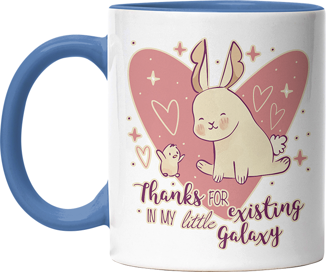 1WH Thanks for existing in my little Galaxy Hase Küken Witzige Cambridge Blue Tasse kaufen Geschenk