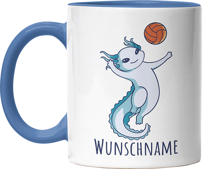 Axolotl Volleyball Kaffee Personalisierbar Name Witzige Cambridge Blue Tasse kaufen Geschenk