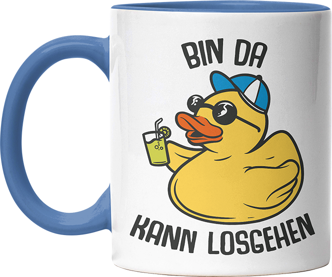 Bin da kann losgehen Badeentchen Witzige Cambridge Blue Tasse kaufen Geschenk