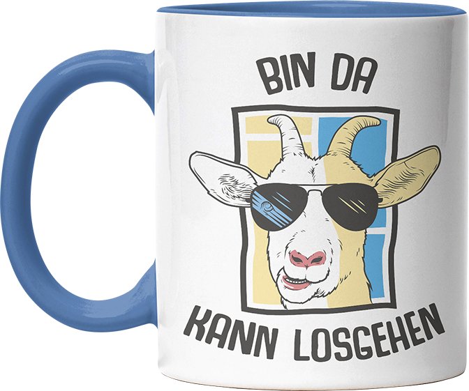 Bin da kann losgehen Ziege Witzige Cambridge Blue Tasse kaufen Geschenk