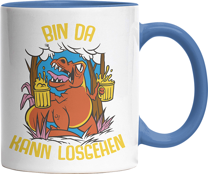 Bin da kann losgehen T Rex Bier Witzige Cambridge Blue Tasse kaufen Geschenk