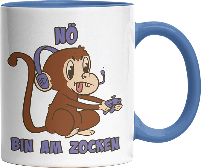 Affe Nö bin am zocken Witzige Cambridge Blue Tasse kaufen Geschenk