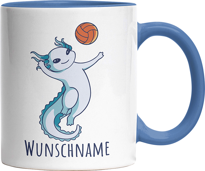 Axolotl Volleyball Kaffee Personalisierbar Name Witzige Cambridge Blue Tasse kaufen Geschenk