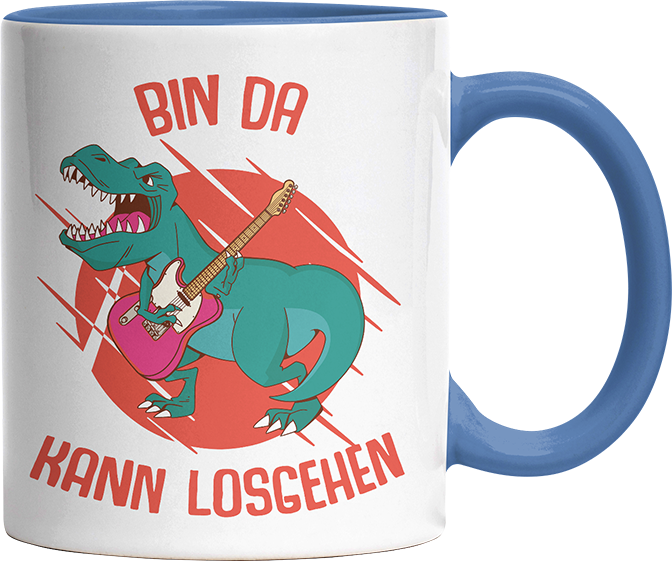 Bin da kann losgehen T Rex 1 Witzige Cambridge Blue Tasse kaufen Geschenk
