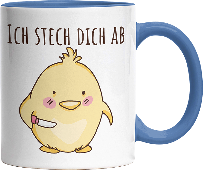Ich stech dich ab Hühnchen Witzige Cambridge Blue Tasse kaufen Geschenk