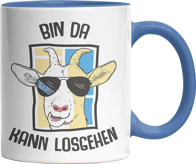 Bin da kann losgehen Ziege Witzige Cambridge Blue Tasse kaufen Geschenk