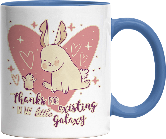 1WH Thanks for existing in my little Galaxy Hase Küken Witzige Cambridge Blue Tasse kaufen Geschenk