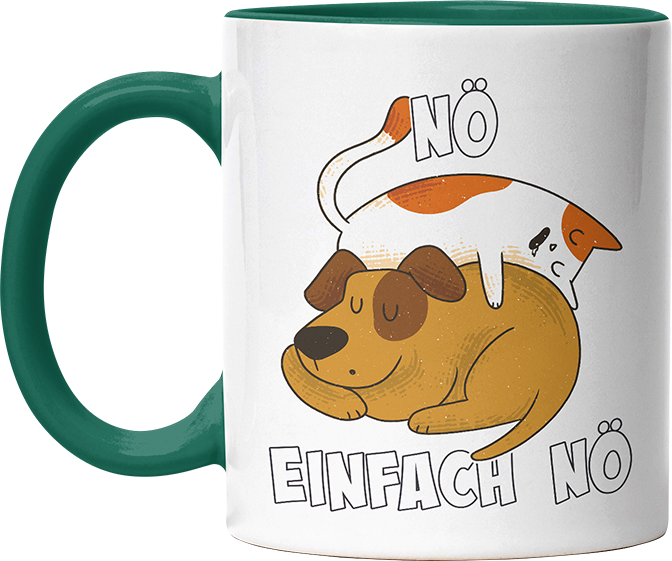 Nö Einfach Nö Hund Katze schlafen Witzige Dunkelgrün Tasse kaufen Geschenk