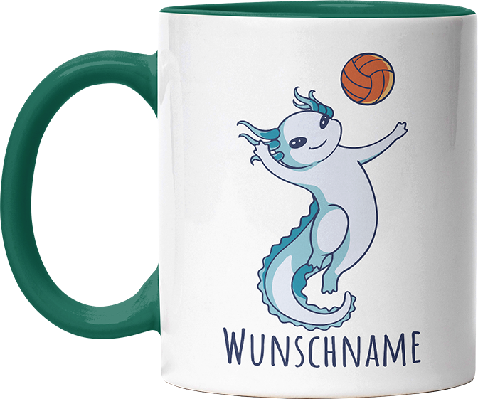 Axolotl Volleyball Kaffee Personalisierbar Name Witzige Dunkelgrün Tasse kaufen Geschenk