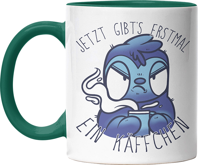 Jetzt gibts erstmal ein Käffchen Faultier 3 Witzige Dunkelgrün Tasse kaufen Geschenk