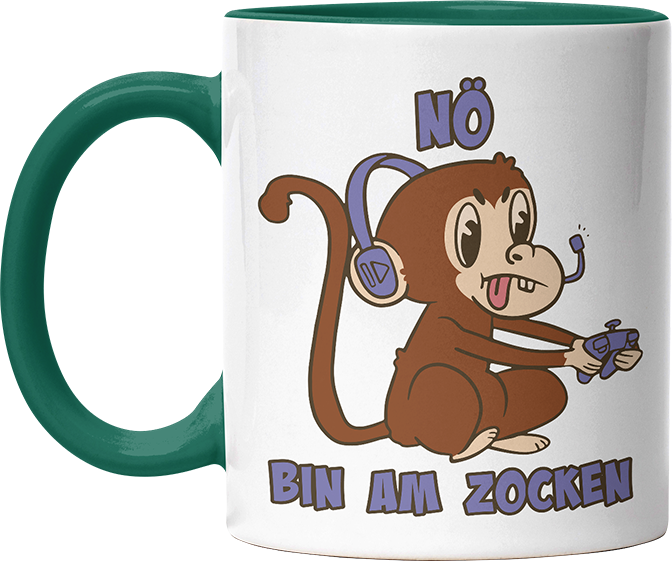Affe Nö bin am zocken Witzige Dunkelgrün Tasse kaufen Geschenk