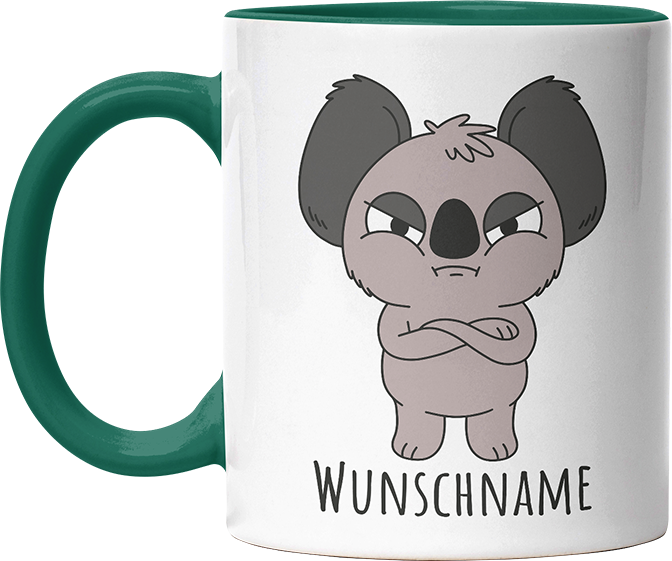 Genervter Koala Personalisierbar Name Witzige Dunkelgrün Tasse kaufen Geschenk