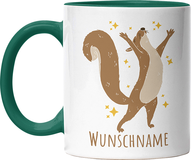 Eichhörnchen Personalisierbar Name 1 Witzige Dunkelgrün Tasse kaufen Geschenk