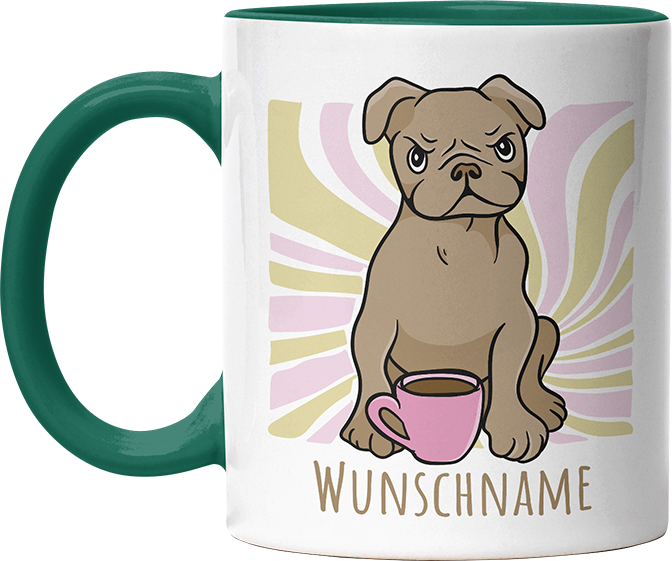 Bulldogge Personalisierbar Name Witzige Dunkelgrün Tasse kaufen Geschenk