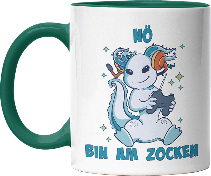 Axolotl Nö bin am zocken Witzige Dunkelgrün Tasse kaufen Geschenk