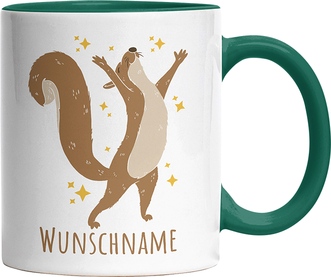 Eichhörnchen Personalisierbar Name 1 Witzige Dunkelgrün Tasse kaufen Geschenk