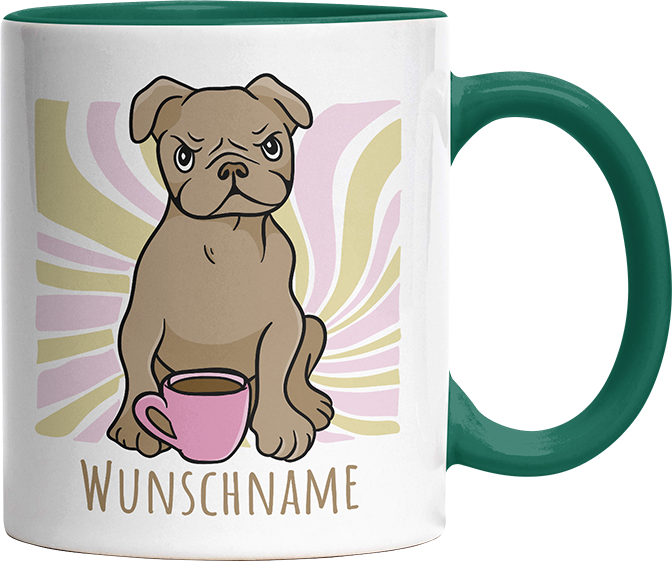 Bulldogge Personalisierbar Name Witzige Dunkelgrün Tasse kaufen Geschenk