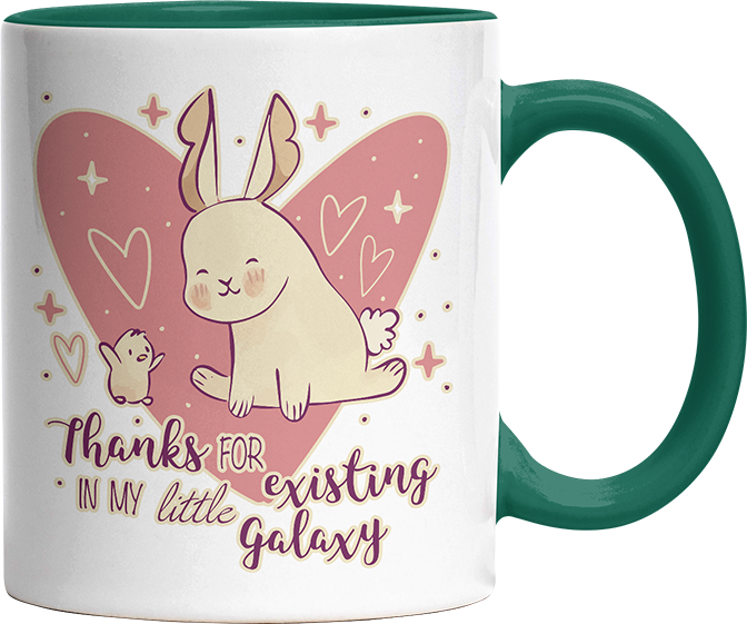 1WH Thanks for existing in my little Galaxy Hase Küken Witzige Dunkelgrün Tasse kaufen Geschenk