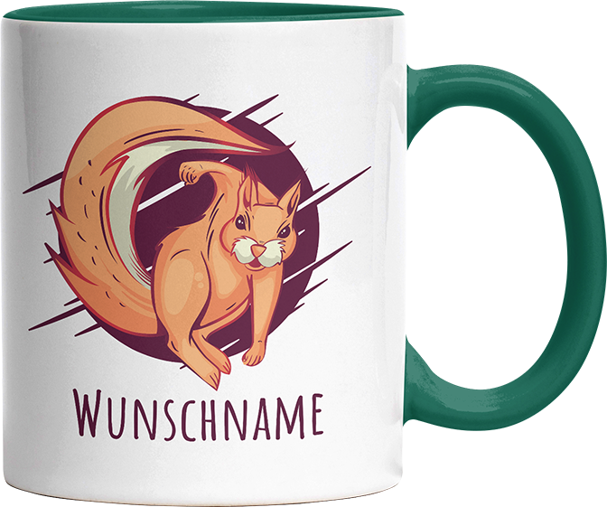 Eichhörnchen Personalisierbar Name 2 Witzige Dunkelgrün Tasse kaufen Geschenk