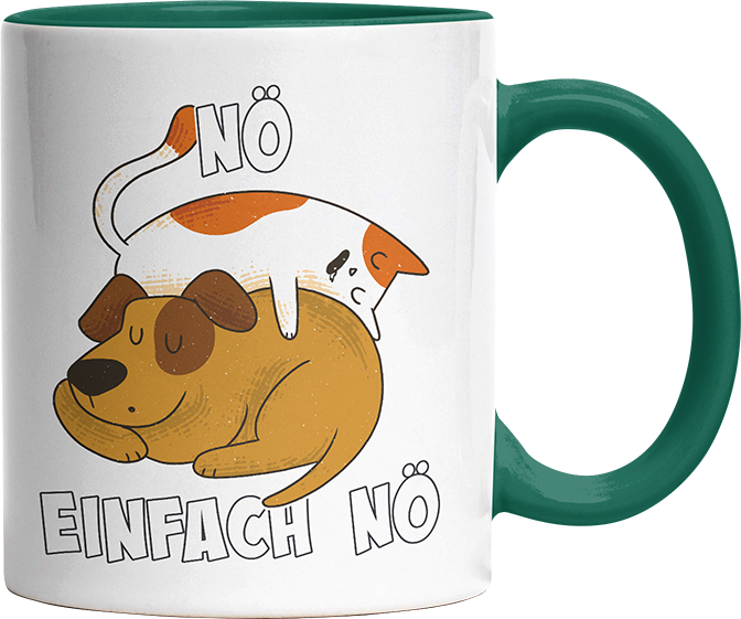 Nö Einfach Nö Hund Katze schlafen Witzige Dunkelgrün Tasse kaufen Geschenk