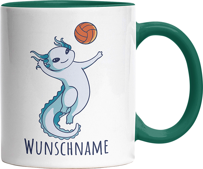 Axolotl Volleyball Kaffee Personalisierbar Name Witzige Dunkelgrün Tasse kaufen Geschenk