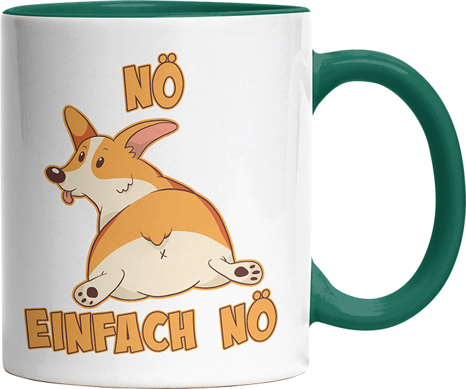 Nö Einfach Nö Corgi zeigt Hintern Witzige Dunkelgrün Tasse kaufen Geschenk