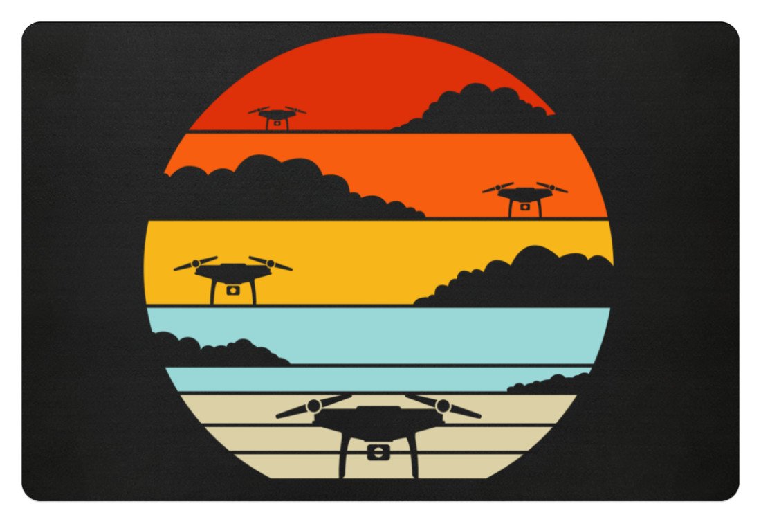 Drohnen & Quadrocopter | Drohnenpiloten | Fußmatte in Schwarz in Größe 60x40cm