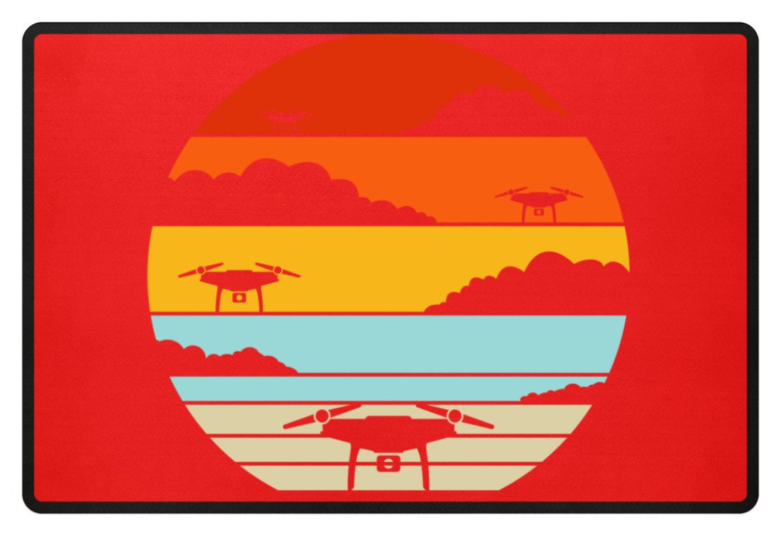 Zeigt drohnen quadrocopter drohnenpiloten geschenk quadrokopterpiloten sonne fussmatte in Farbe Rubin Red