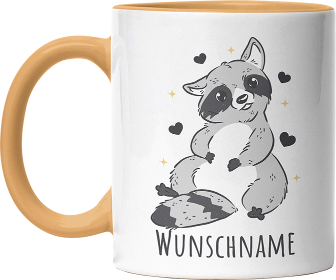 Waschbär Personalisierbar Name Witzige Goldgelb Tasse kaufen Geschenk
