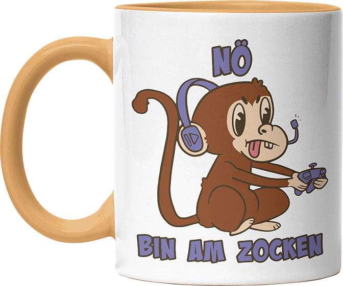 Affe Nö bin am zocken Witzige Goldgelb Tasse kaufen Geschenk