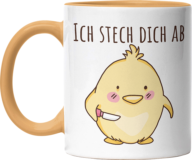 Ich stech dich ab Hühnchen Witzige Goldgelb Tasse kaufen Geschenk