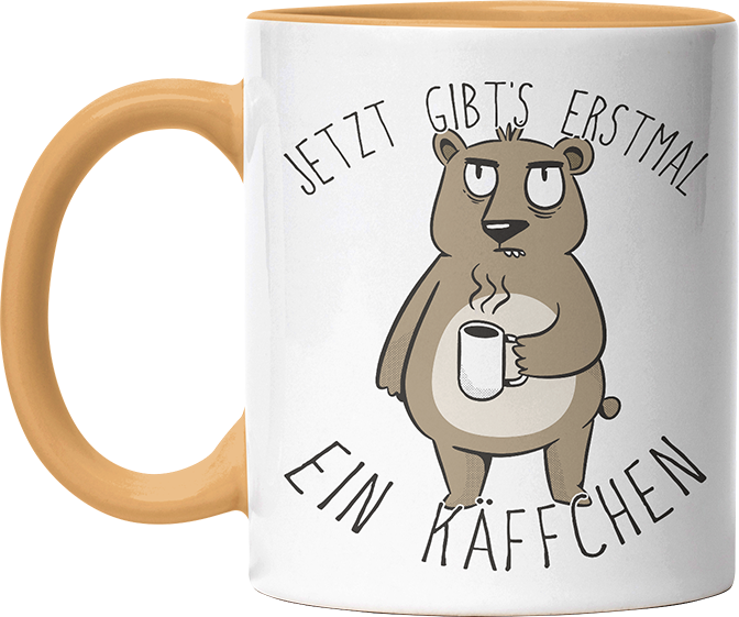 Jetzt gibts erstmal ein Käffchen Bär 2 Witzige Goldgelb Tasse kaufen Geschenk