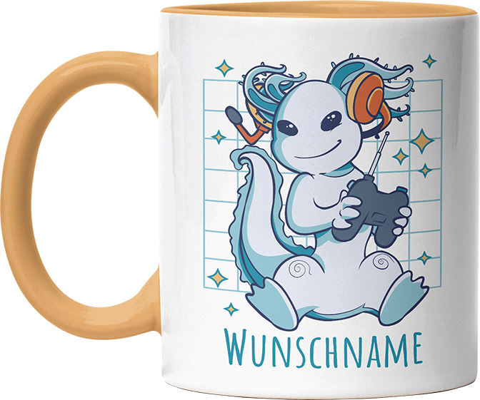 Axolotl Gamer Personalisierbar Name Witzige Goldgelb Tasse kaufen Geschenk